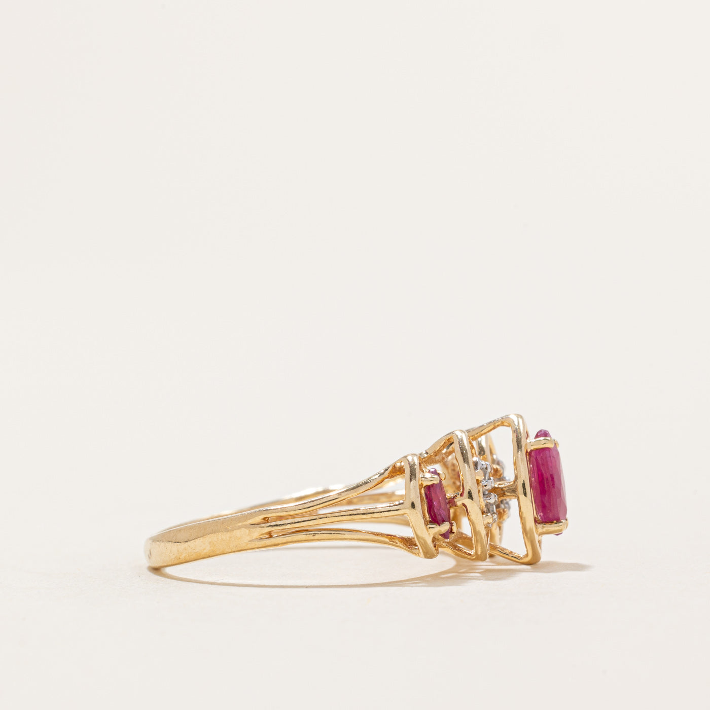 Marquise Cut Ruby & Diamond Ring | 0.33ctw, 0.02ctw | SZ 6
