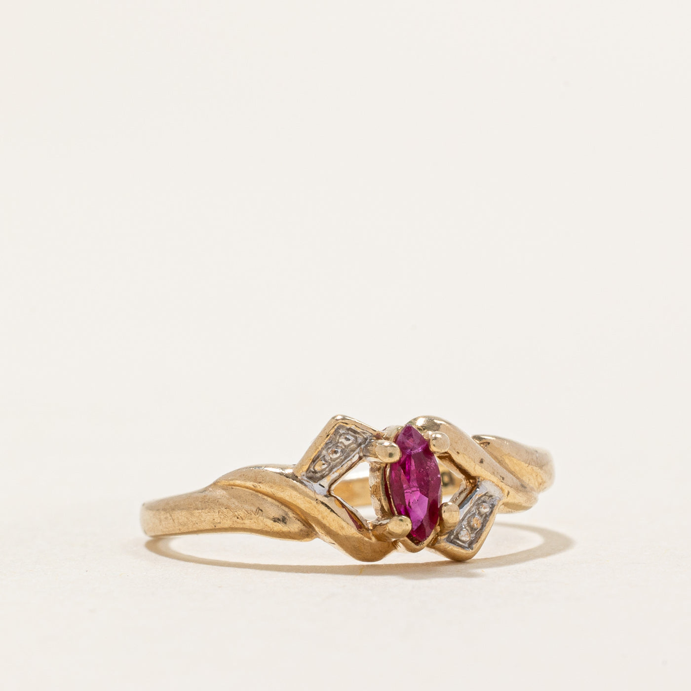 Marquise Cut Ruby Cross Over Ring | 0.12ct | SZ 4.75