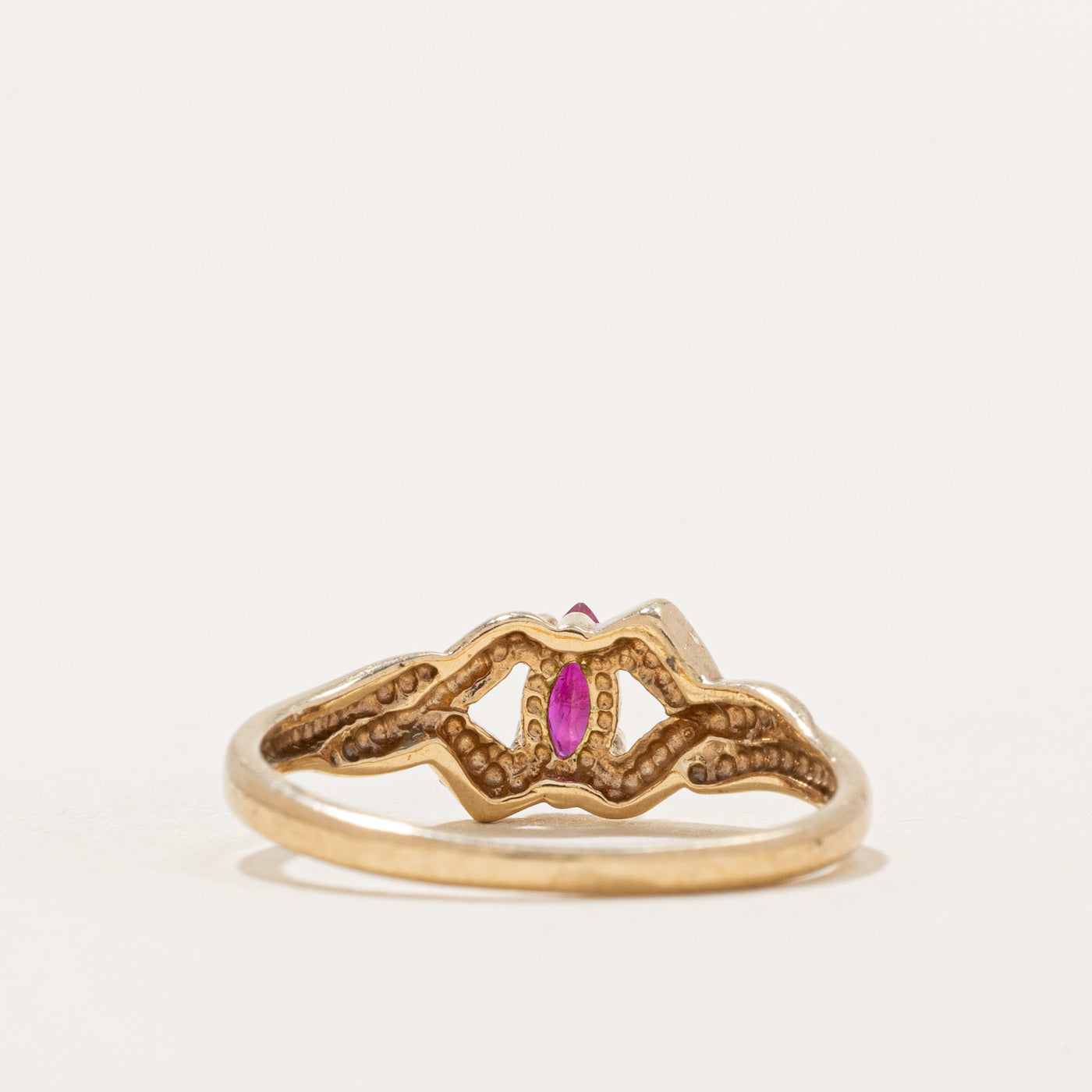 Marquise Cut Ruby Cross Over Ring | 0.12ct | SZ 4.75