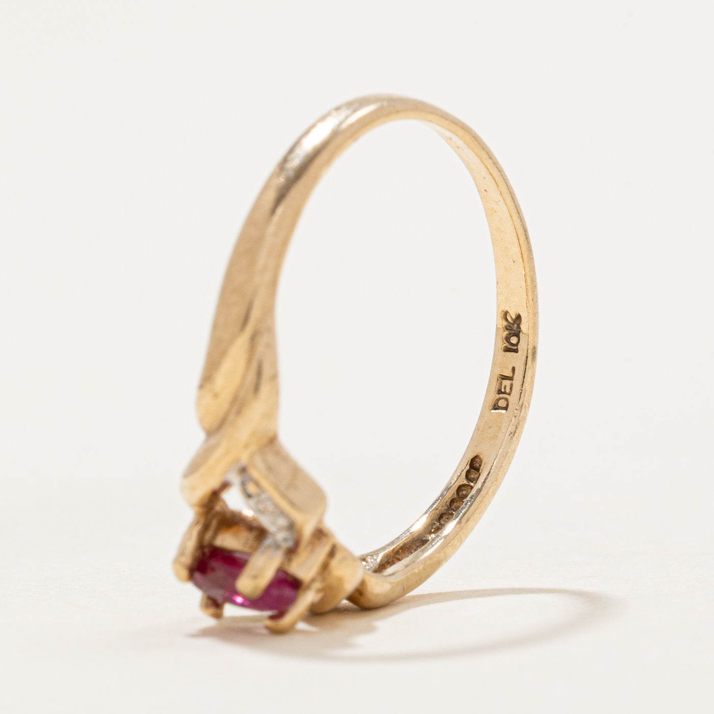 Marquise Cut Ruby Cross Over Ring | 0.12ct | SZ 4.75