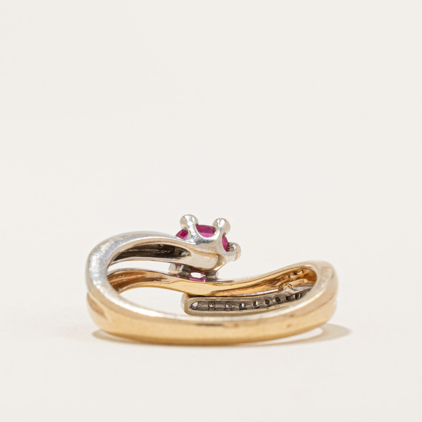 Synthetic Ruby & Diamond Wave Ring | 0.50ct, 0.05ctw | SZ 7