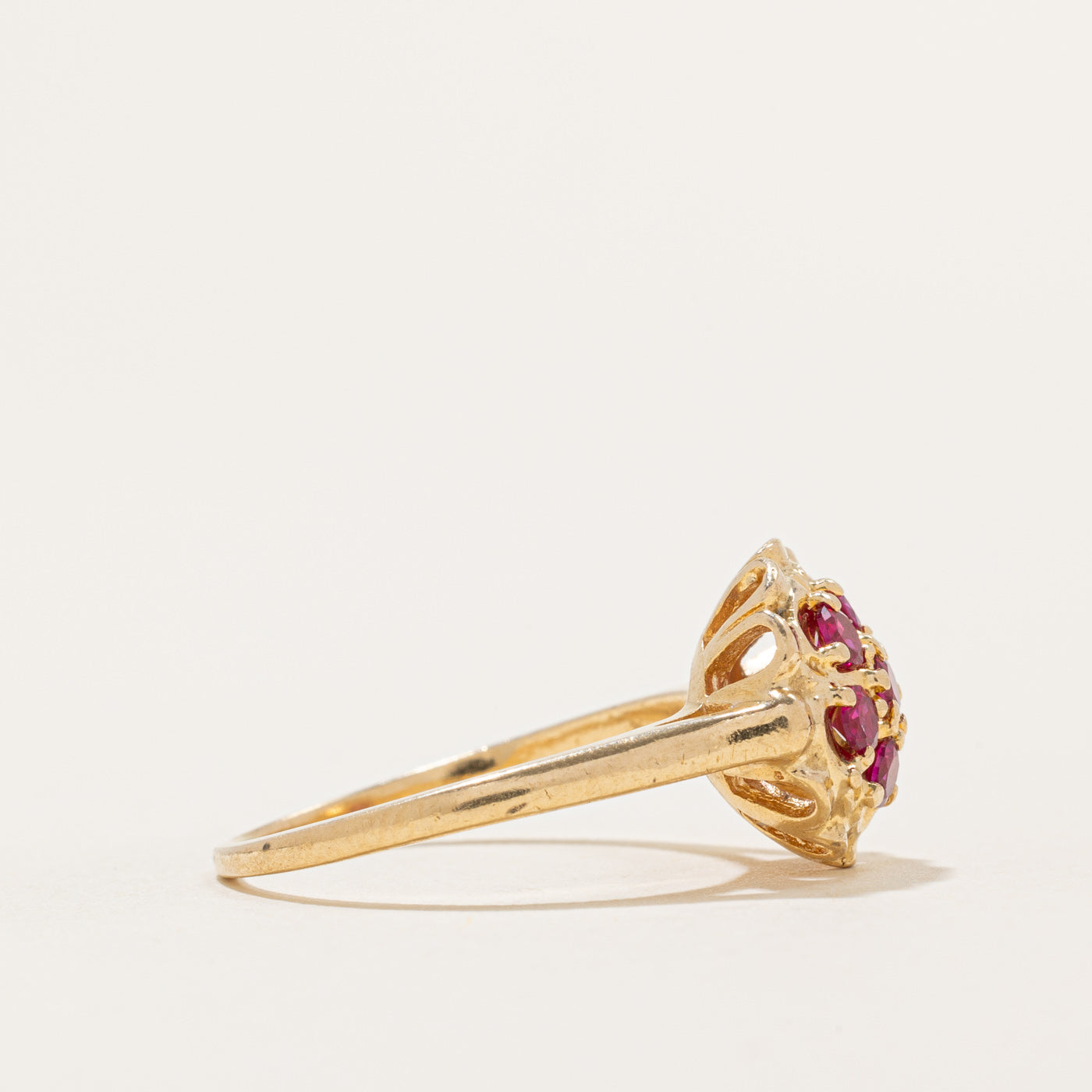 Synthetic Ruby Cluster Ring | 0.44ctw | SZ 7