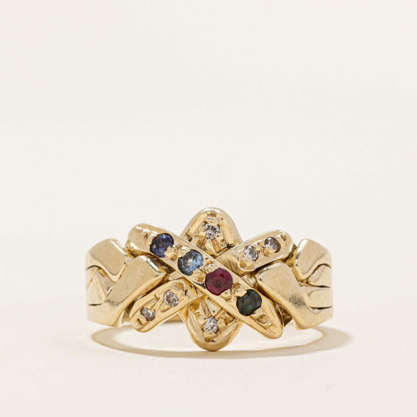 Multi Gemstone Puzzle Ring | 0.104ctw | SZ 6.75