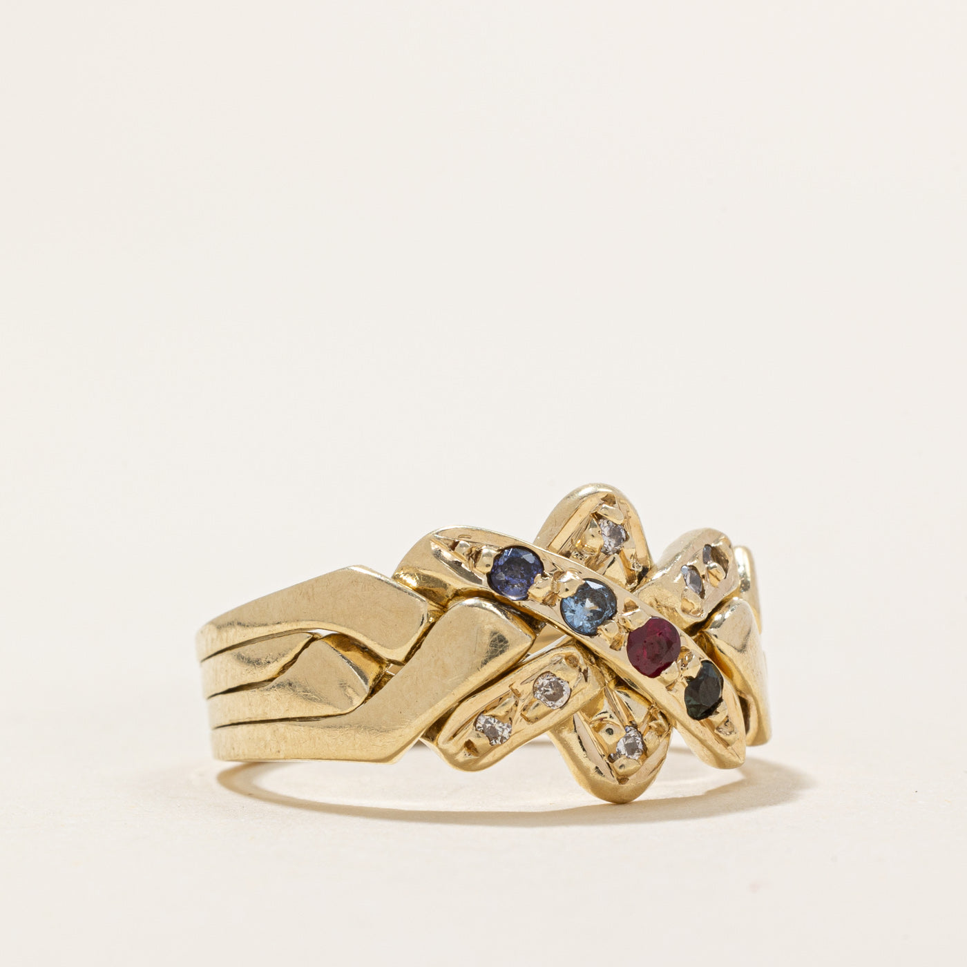Multi Gemstone Puzzle Ring | 0.104ctw | SZ 6.75