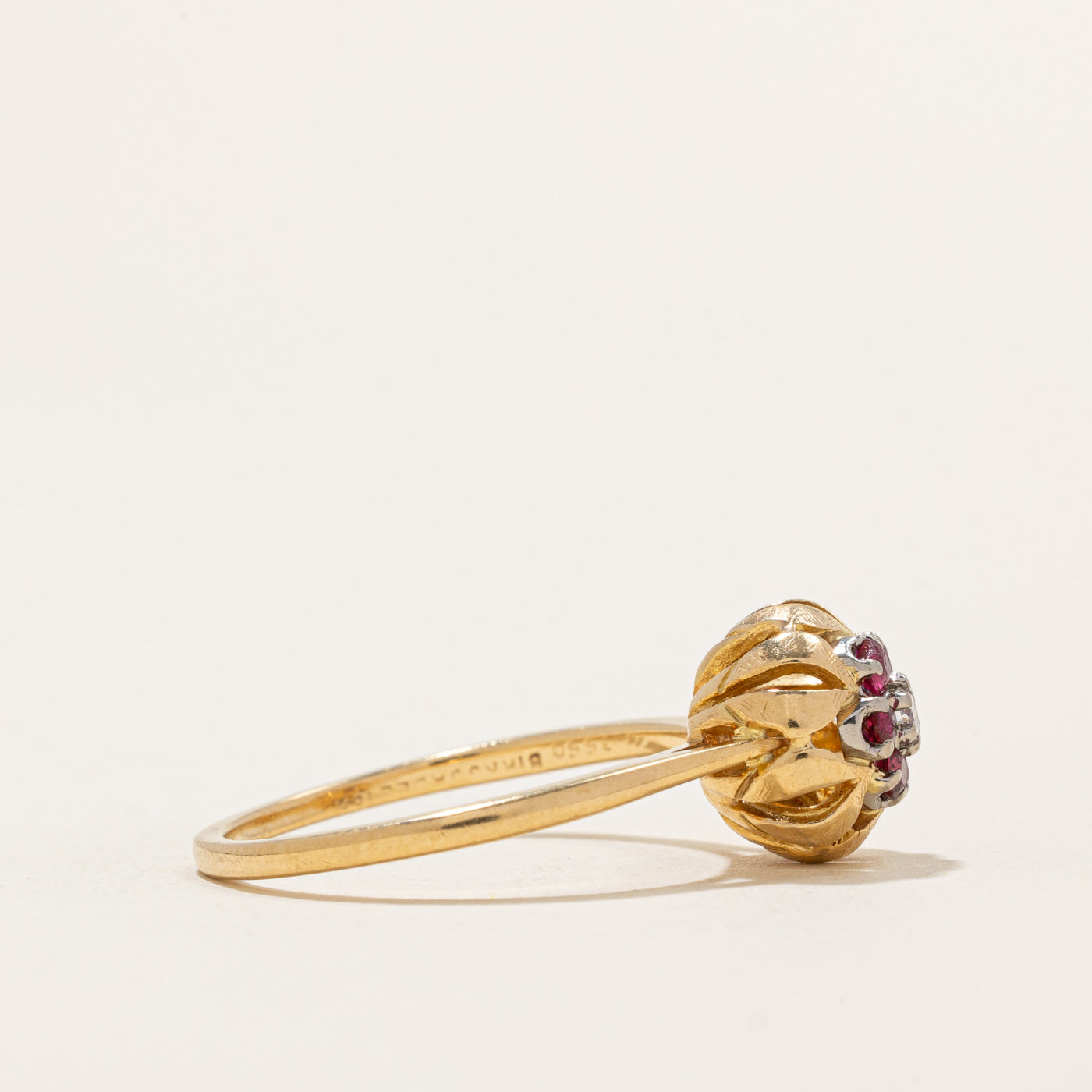 Ruby & Diamond Floral Design Ring | 0.22ctw, 0.04ct | SZ 8.25