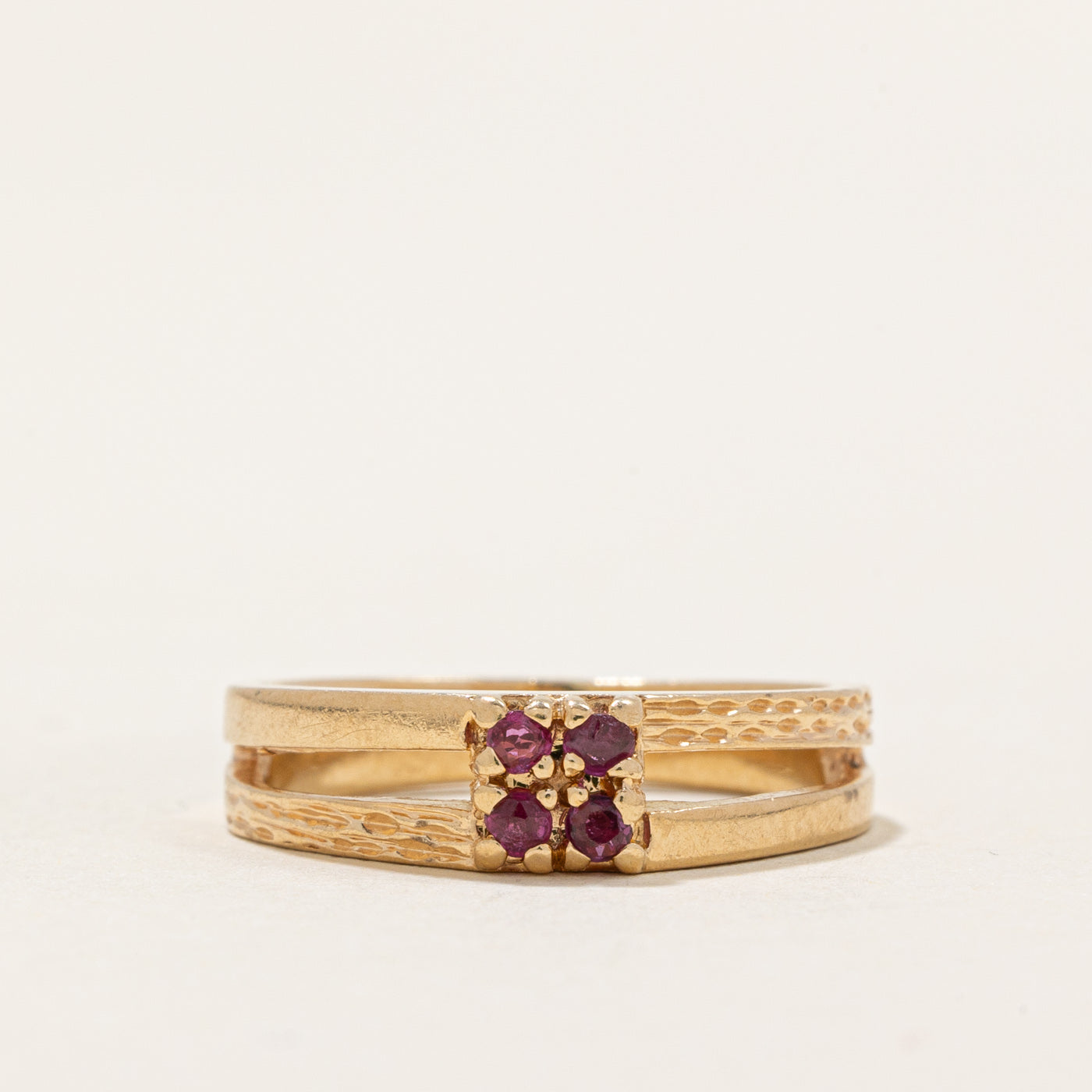 Round Cut Ruby Cluster Ring | 0.04ctw | SZ 3.75