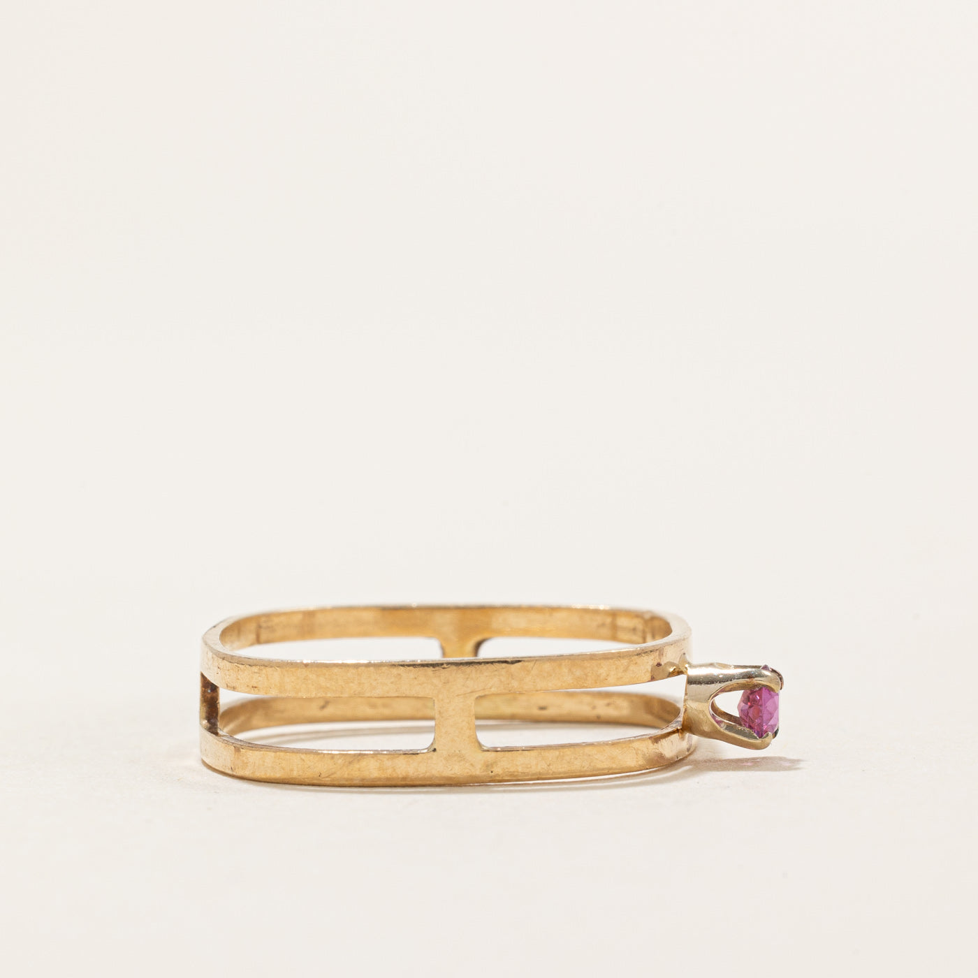 Single Stone Ruby Double Band Ring | 0.10ct | SZ 7