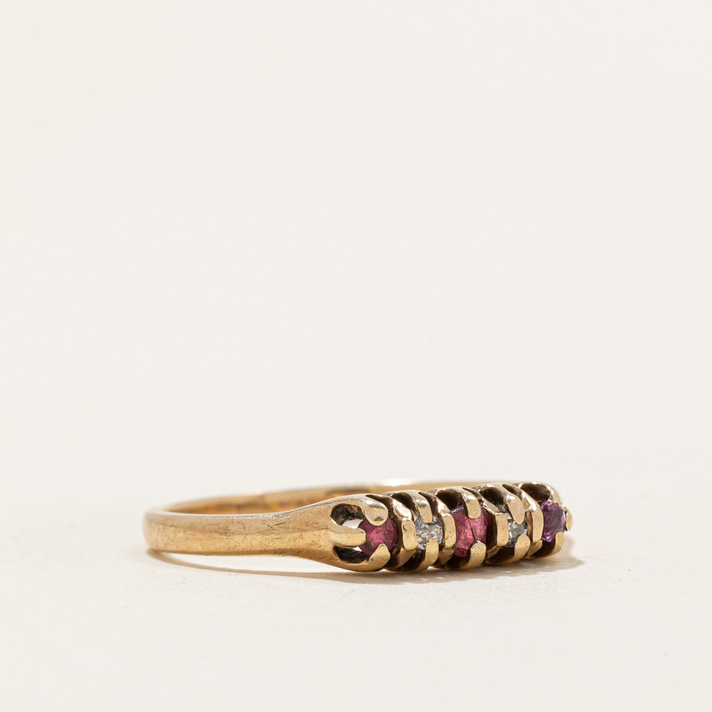Five Stone Ruby & Diamond Ring | 0.06ctw, 0.03ctw | SZ 6.75