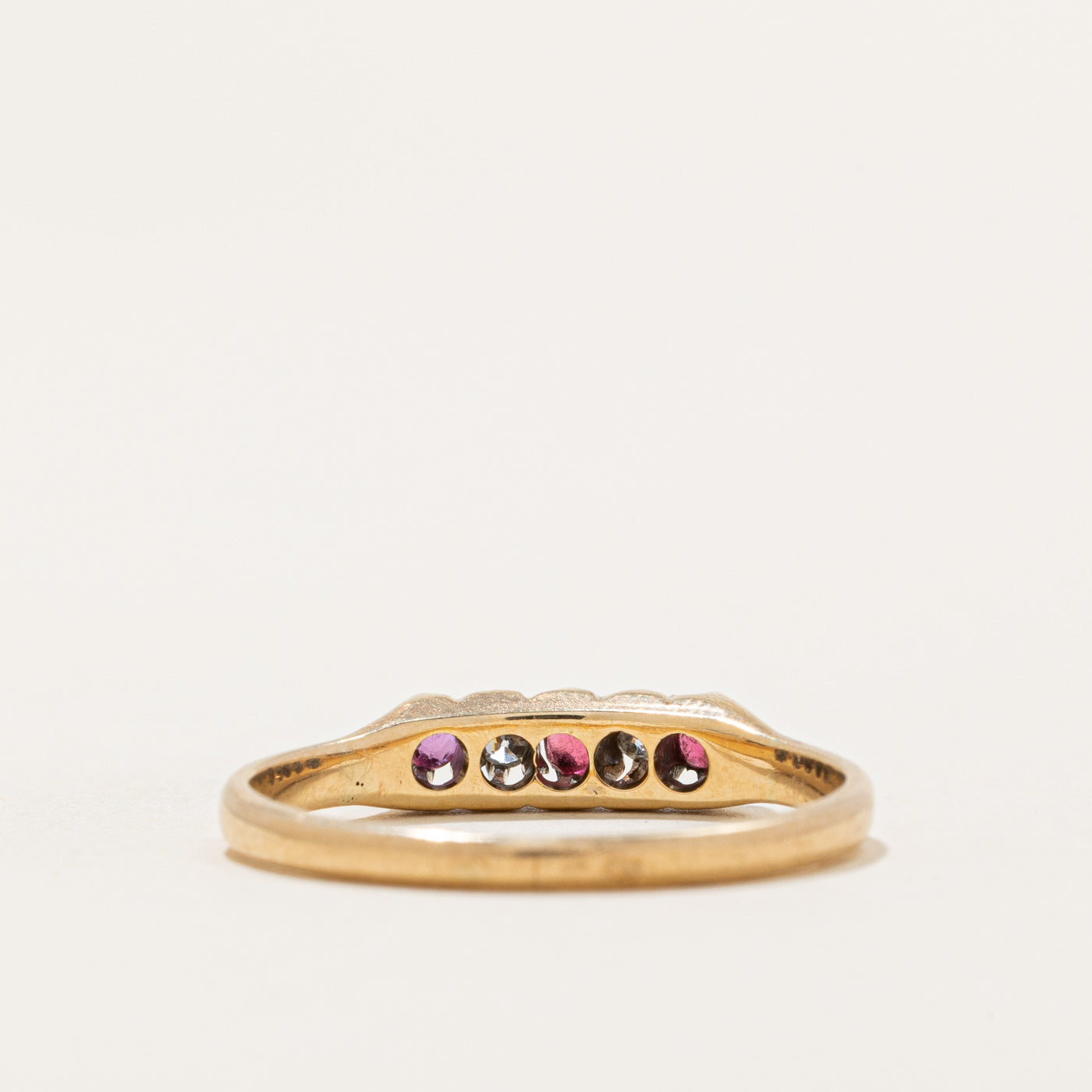 Five Stone Ruby & Diamond Ring | 0.06ctw, 0.03ctw | SZ 6.75