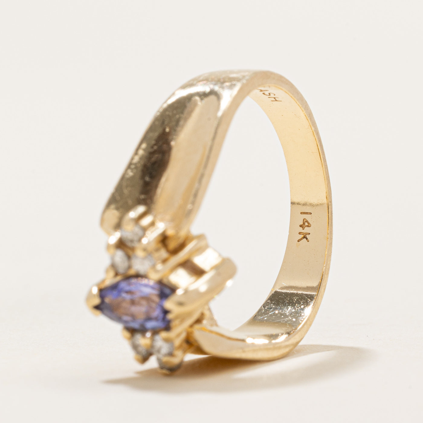 Marquise Cut Tanzanite & Diamond Accented Ring | 0.25ct, 0.10ctw | SZ 5.5