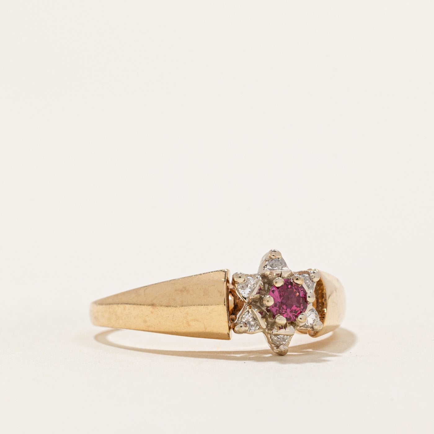 Ruby & Diamond Petal Ring | 0.09ct, 0.05ctw | SZ 6.5