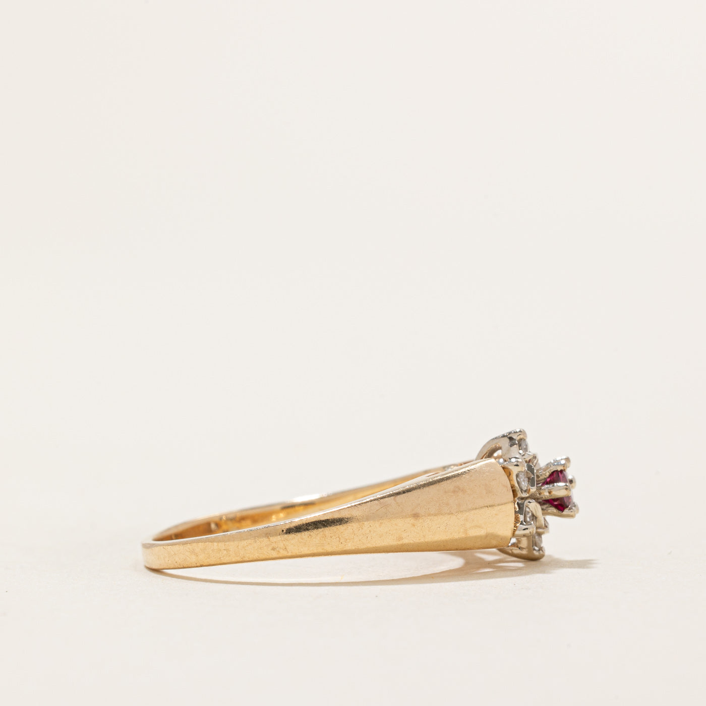 Ruby & Diamond Petal Ring | 0.09ct, 0.05ctw | SZ 6.5