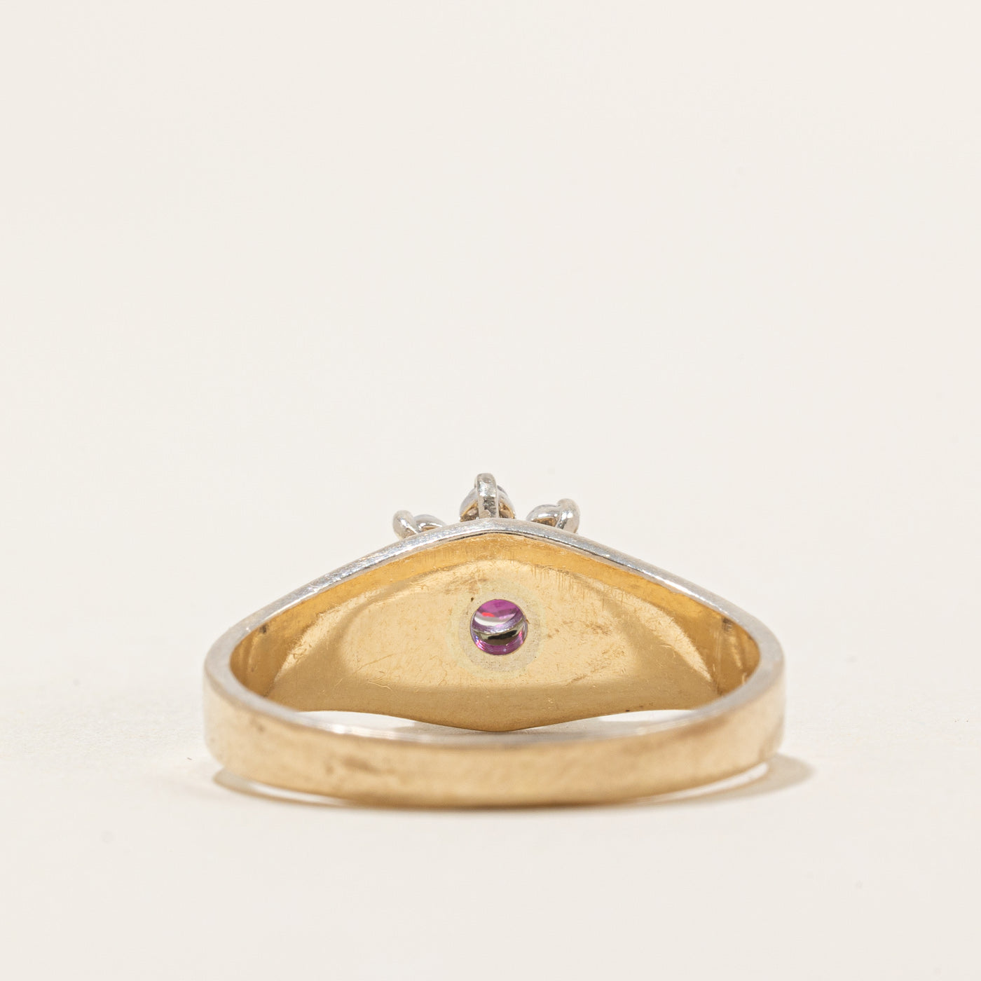 Ruby & Diamond Petal Tapered Ring | 0.20ct, 0.16ctw | SZ 7.75