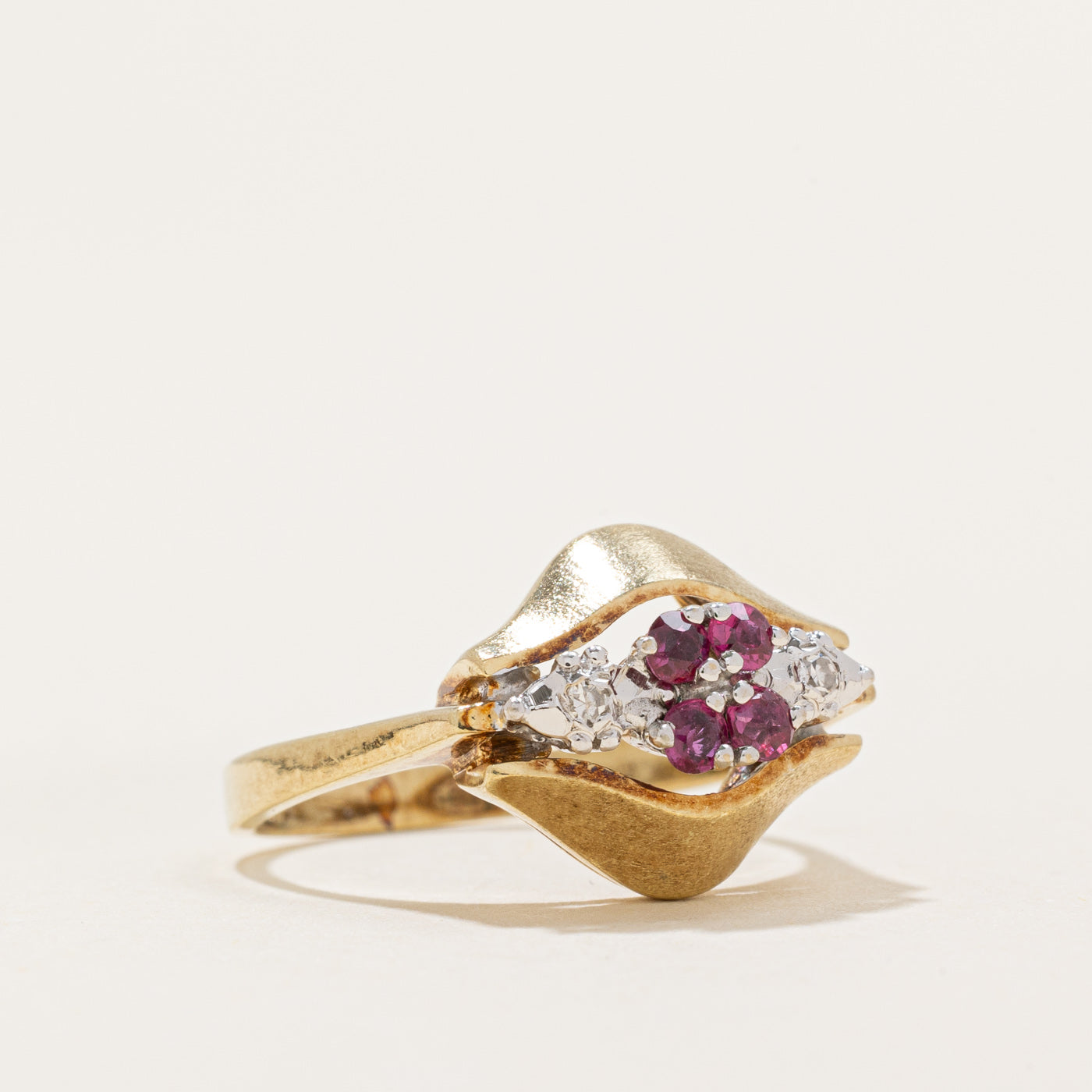 Ruby & Diamond Cluster Ring | 0.12ctw, 0.01ctw | SZ 4.75