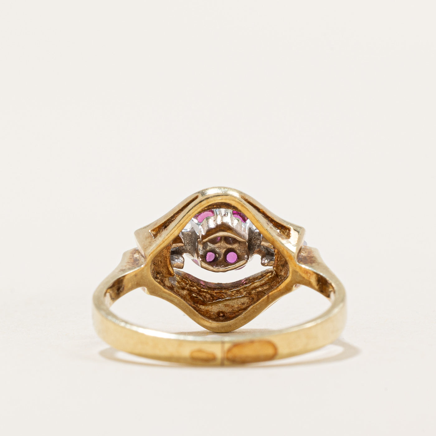 Ruby & Diamond Cluster Ring | 0.12ctw, 0.01ctw | SZ 4.75