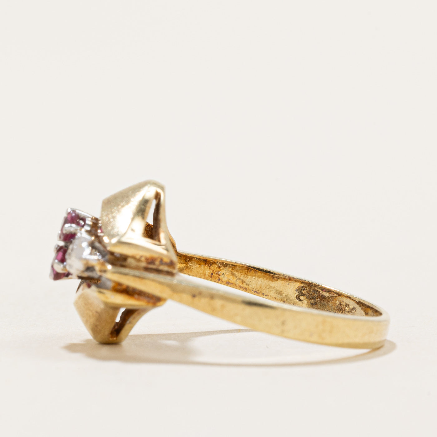 Ruby & Diamond Cluster Ring | 0.12ctw, 0.01ctw | SZ 4.75