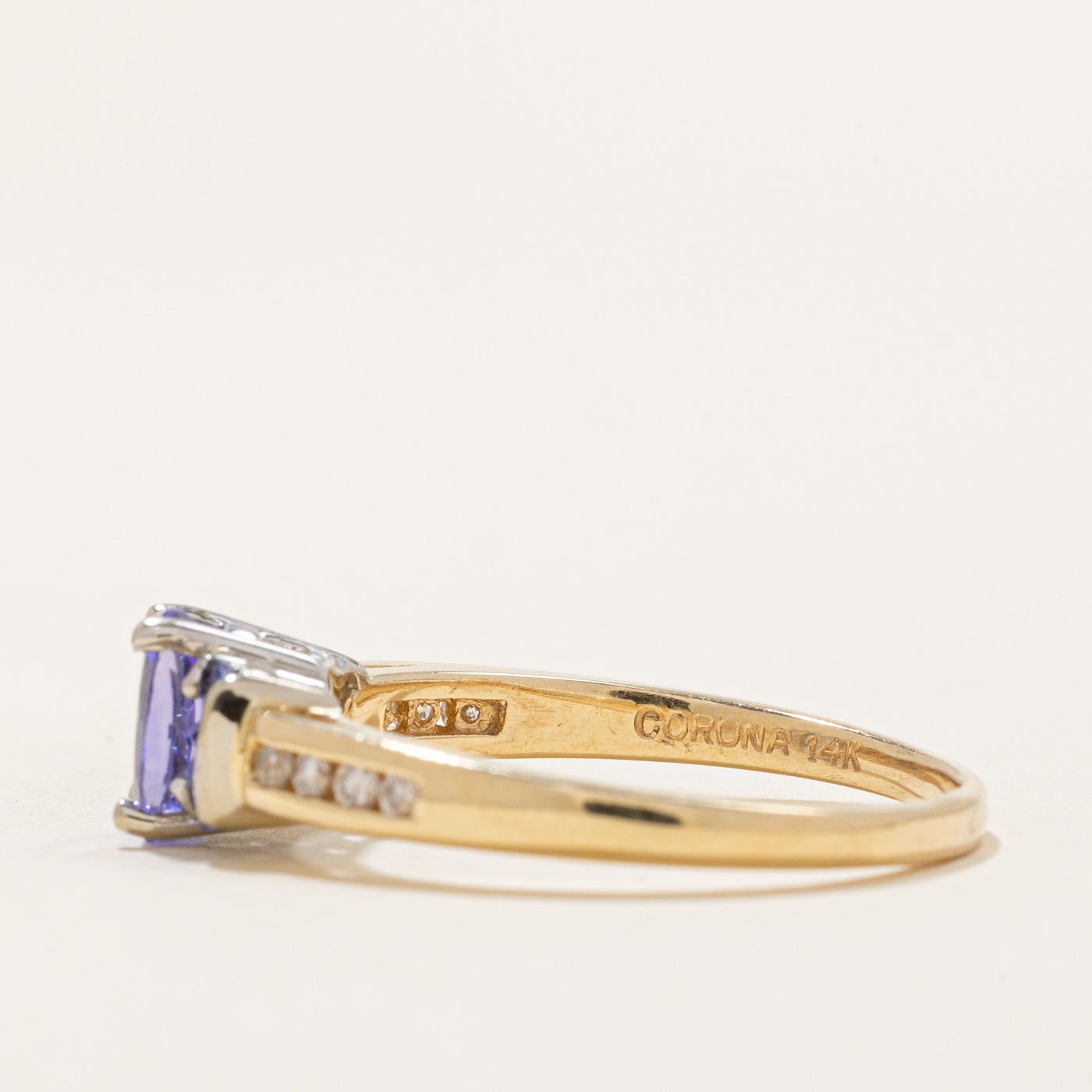 Three Stone Oval Cut Tanzanite & Diamond Ring | 1.00ctw, 0.12ctw | SZ 8.75