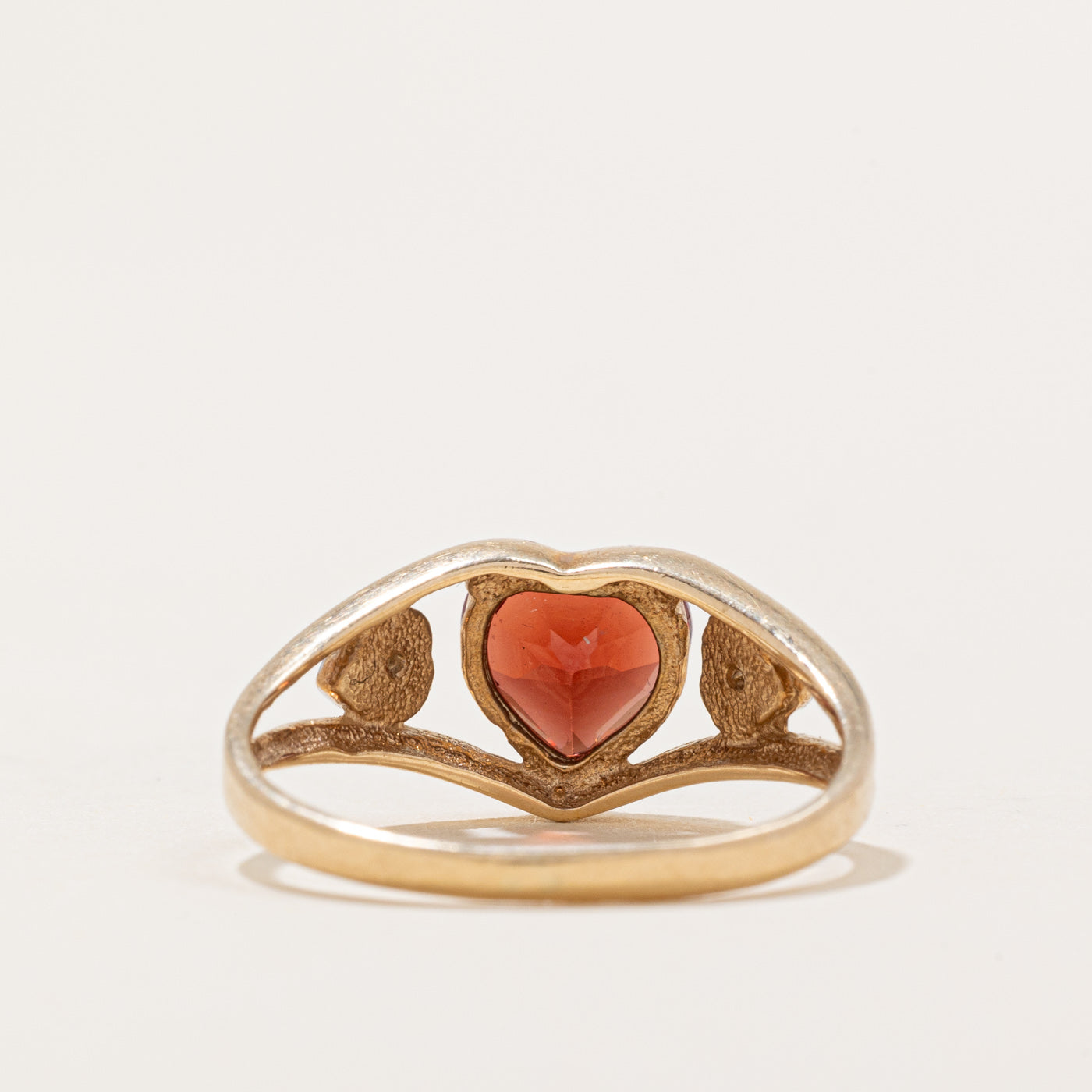 Garnet Heart & Diamond Ring | 1.00ct, 0.01ctw | SZ 6.5