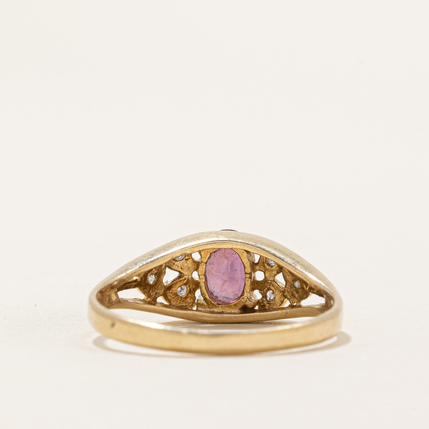 Oval Cut Ruby & Diamond Tapered Ring | 0.50ct, 0.03ctw | SZ 6.75