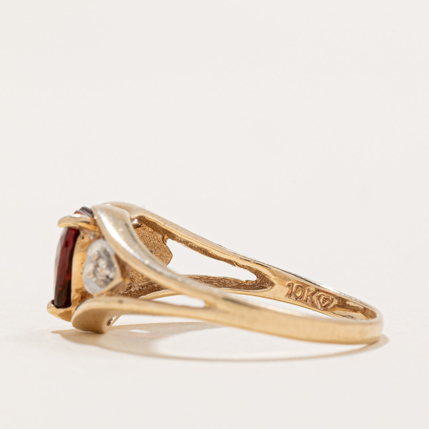 Garnet Heart & Diamond Ring | 1.00ct, 0.01ctw | SZ 6.5