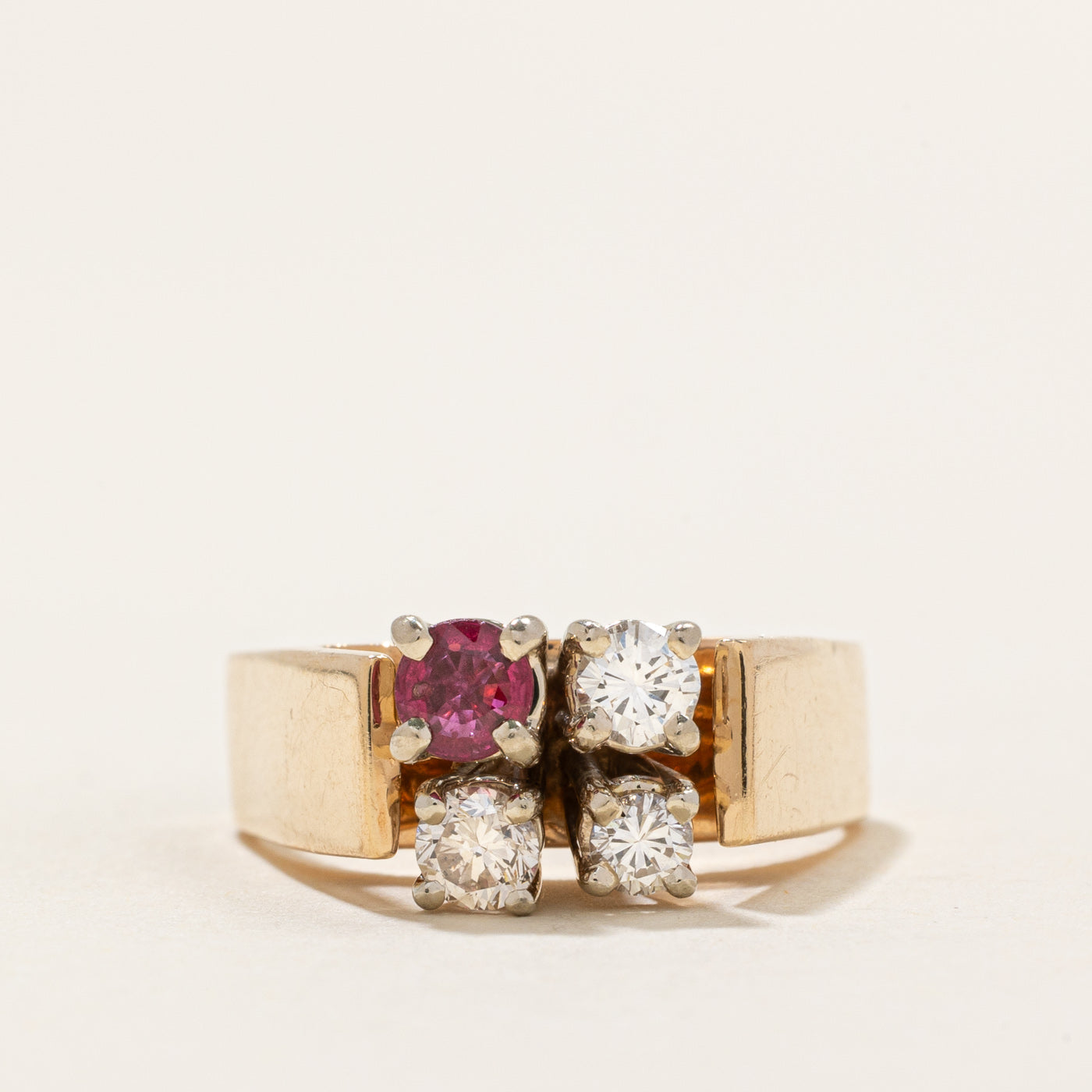 High Set Diamond & Ruby Ring | 0.35ctw, 0.26ct | SZ 4.25
