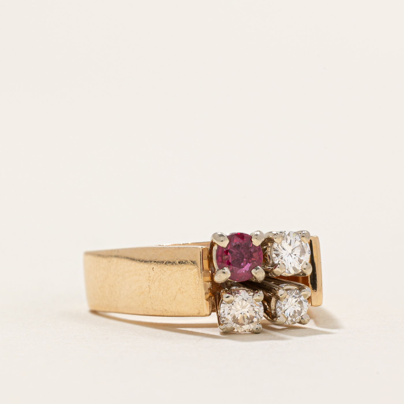 High Set Diamond & Ruby Ring | 0.35ctw, 0.26ct | SZ 4.25