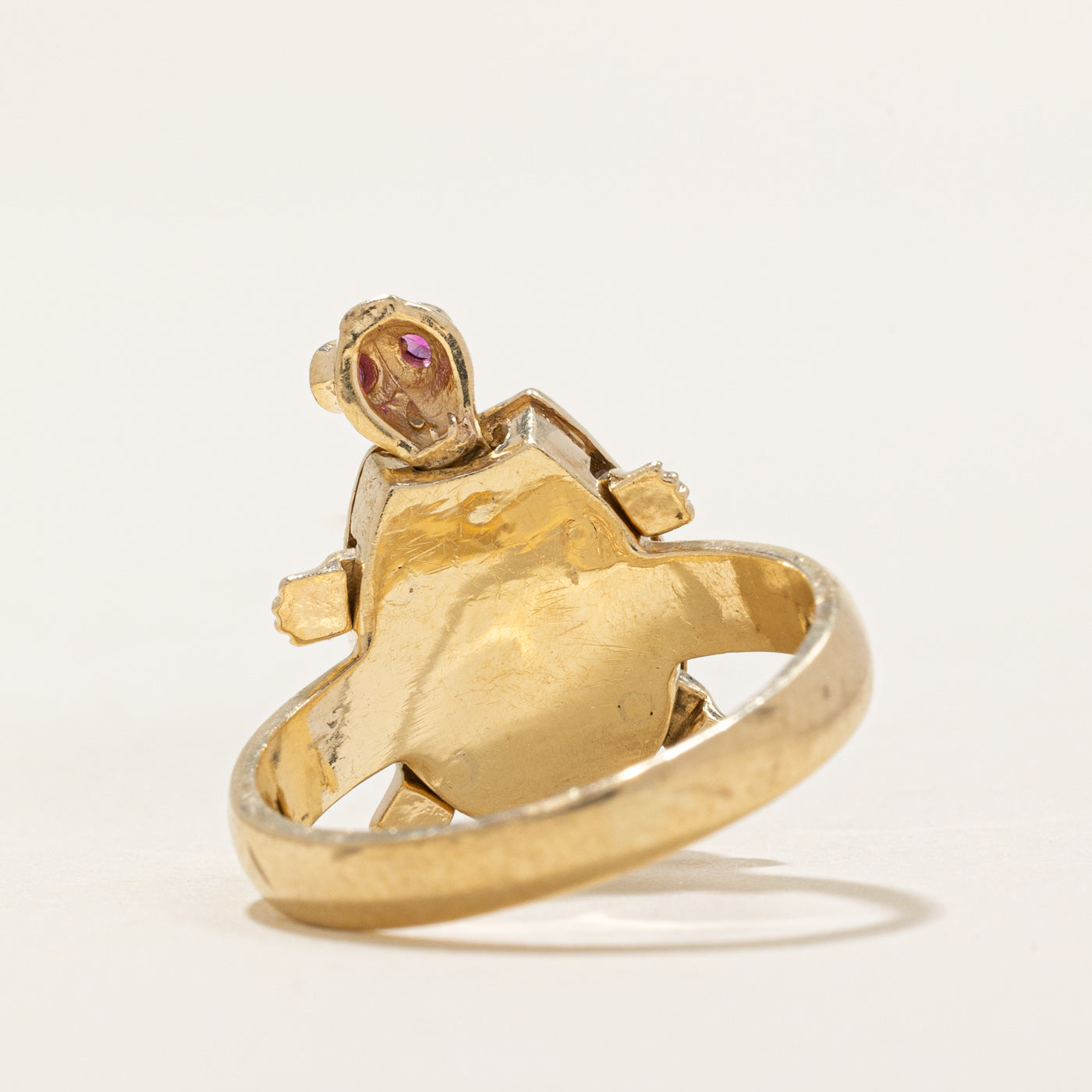 Synthetic Ruby Turtle Ring | 0.01ctw | SZ 4.5