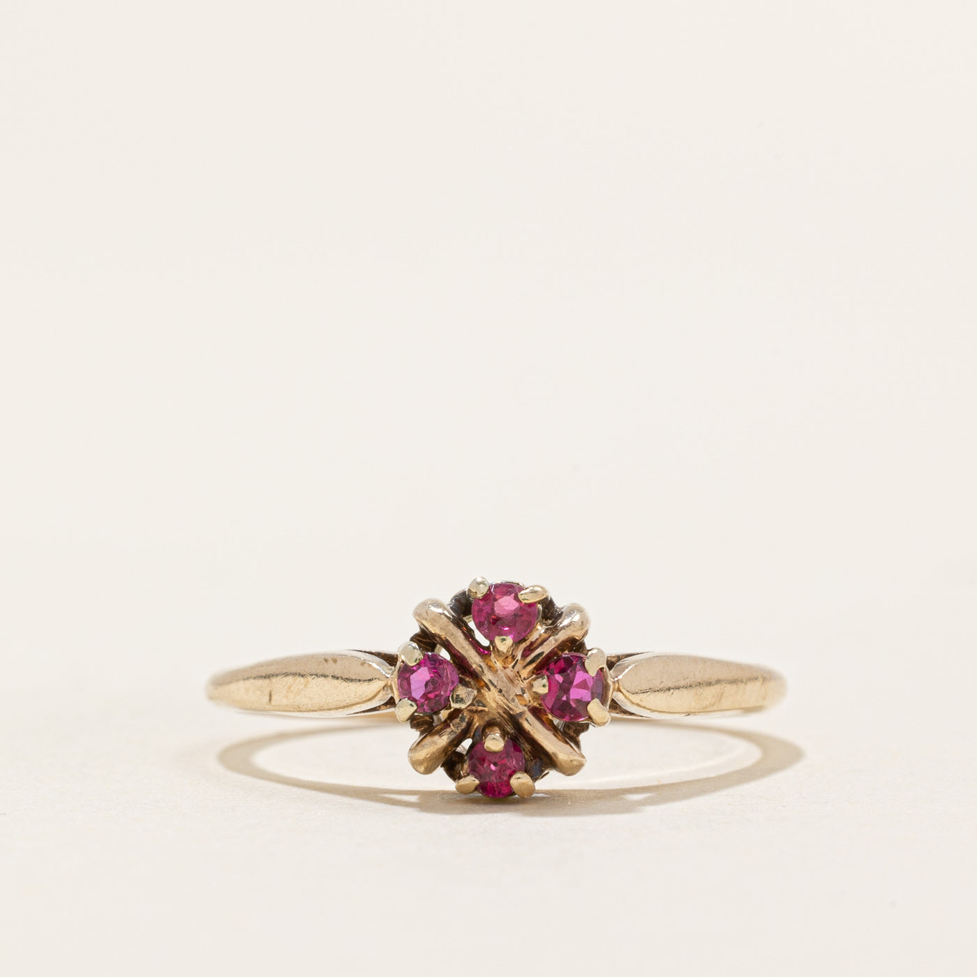 Round Cut Ruby Cluster Ring | 0.08ctw | SZ 6.5