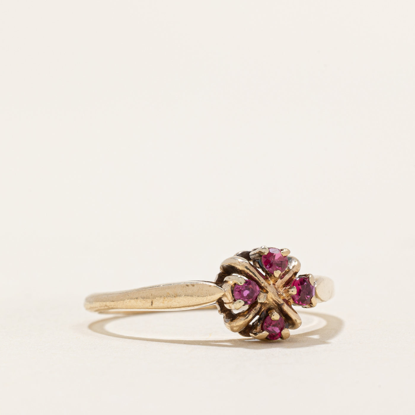 Round Cut Ruby Cluster Ring | 0.08ctw | SZ 6.5
