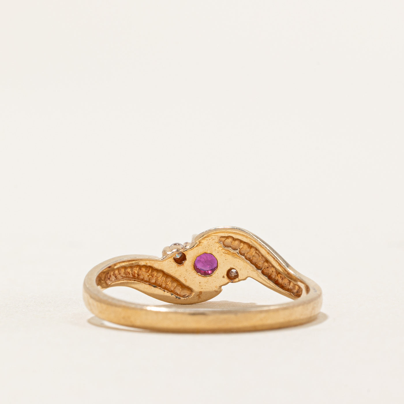 Ruby & Diamond Bypass Ring | 0.13ct, 0.014ctw | SZ 6