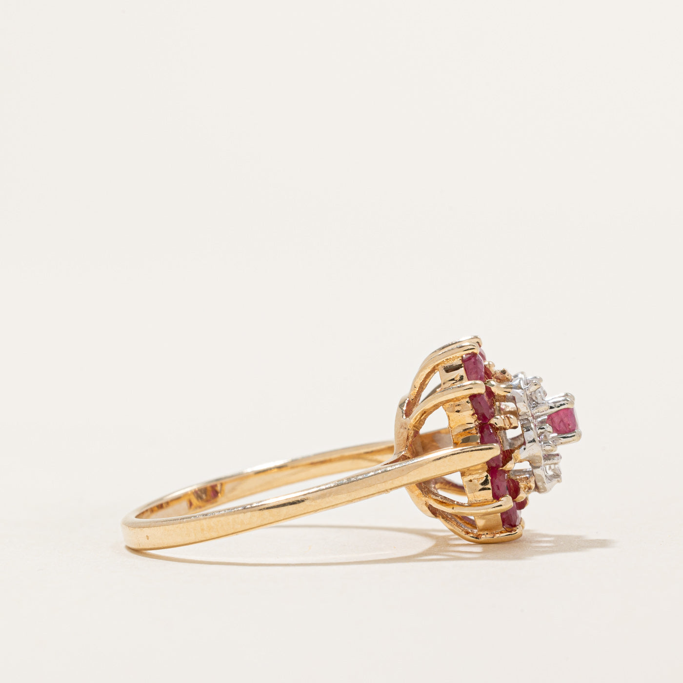 Ruby & Diamond Petal Ring | 0.37ctw, 0.03ctw | SZ 6.75