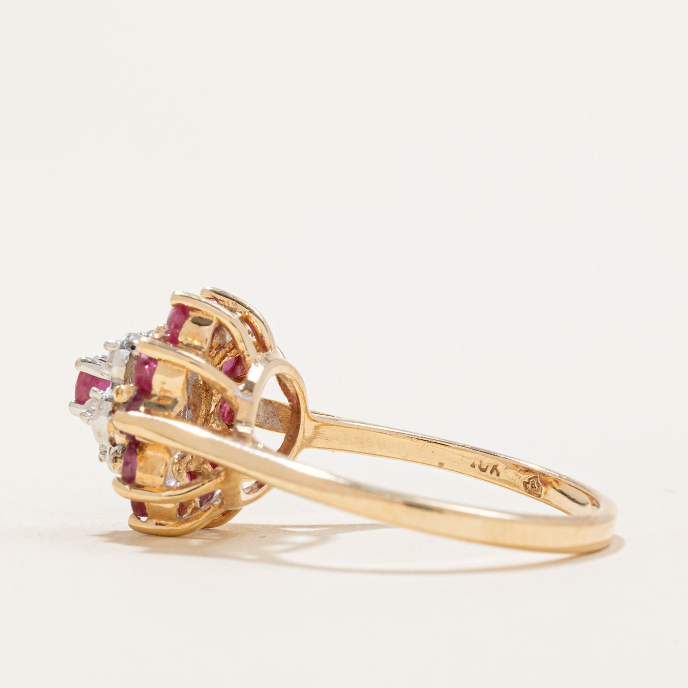 Ruby & Diamond Petal Ring | 0.37ctw, 0.03ctw | SZ 6.75