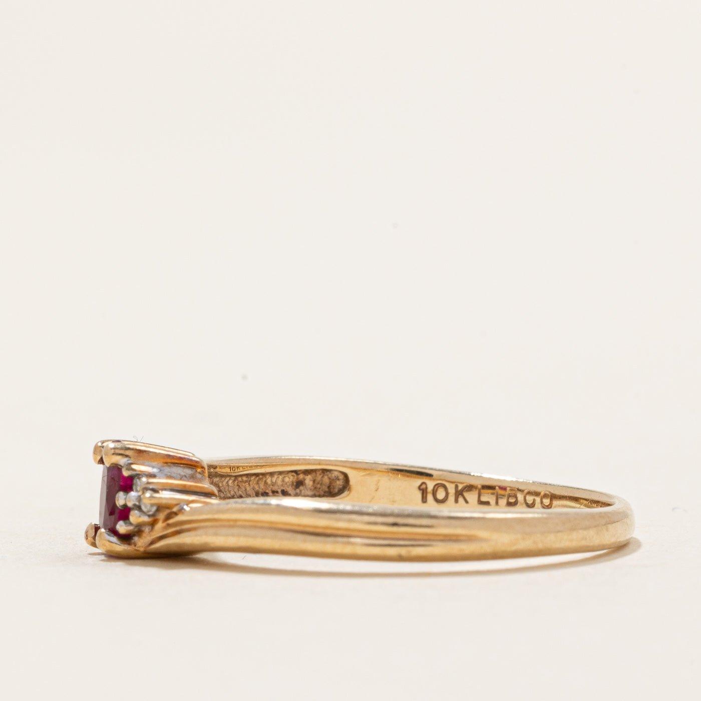 Ruby & Diamond Bypass Ring | 0.20ct, 0.02ctw | SZ 7.75