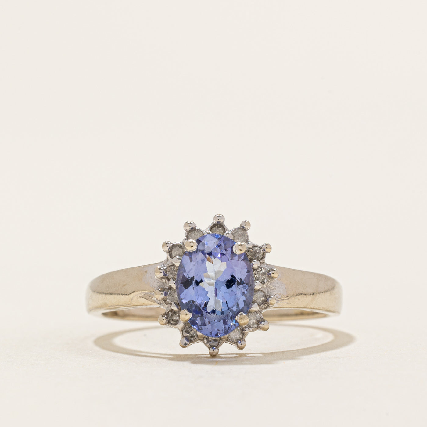 Oval Cut Tanzanite & Diamond Petal Ring | 1.00ct, 0.05ctw | SZ 7.75