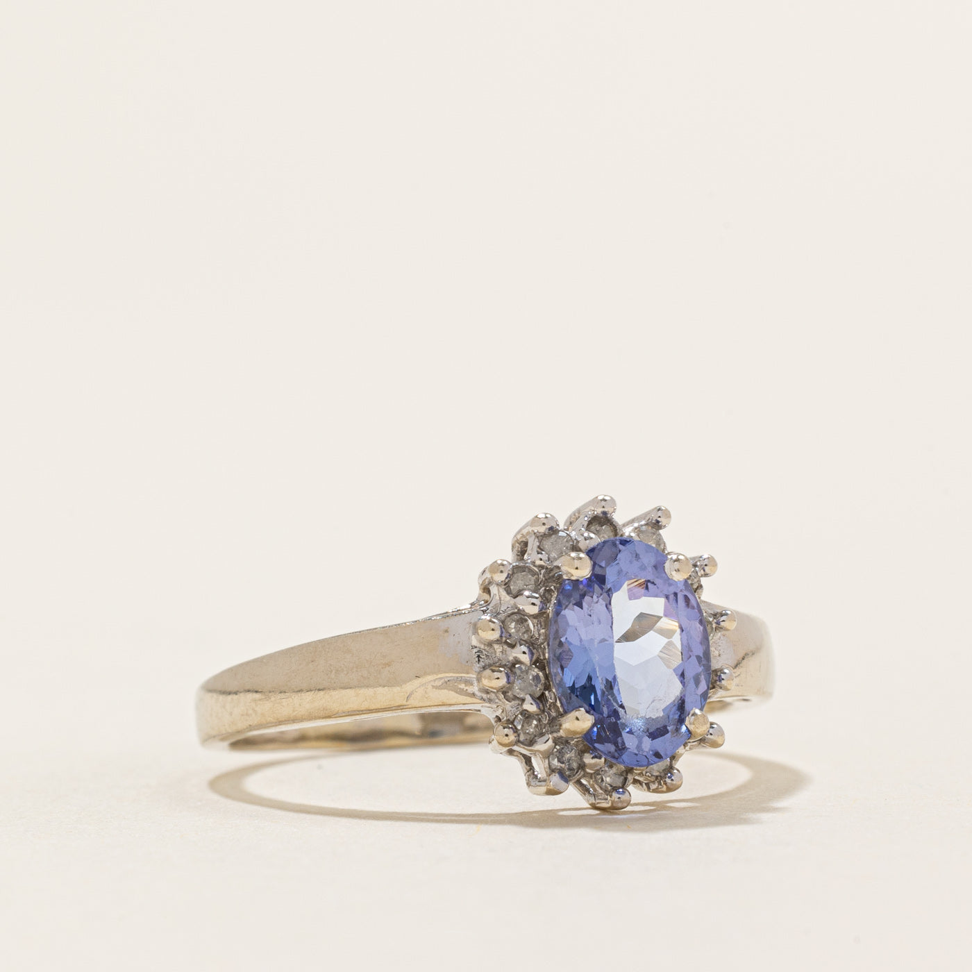 Oval Cut Tanzanite & Diamond Petal Ring | 1.00ct, 0.05ctw | SZ 7.75