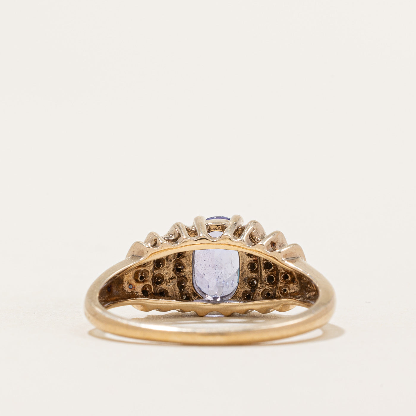 Oval Cut Tanzanite & Diamond Ring | 0.70ct, 0.12ctw | SZ 6