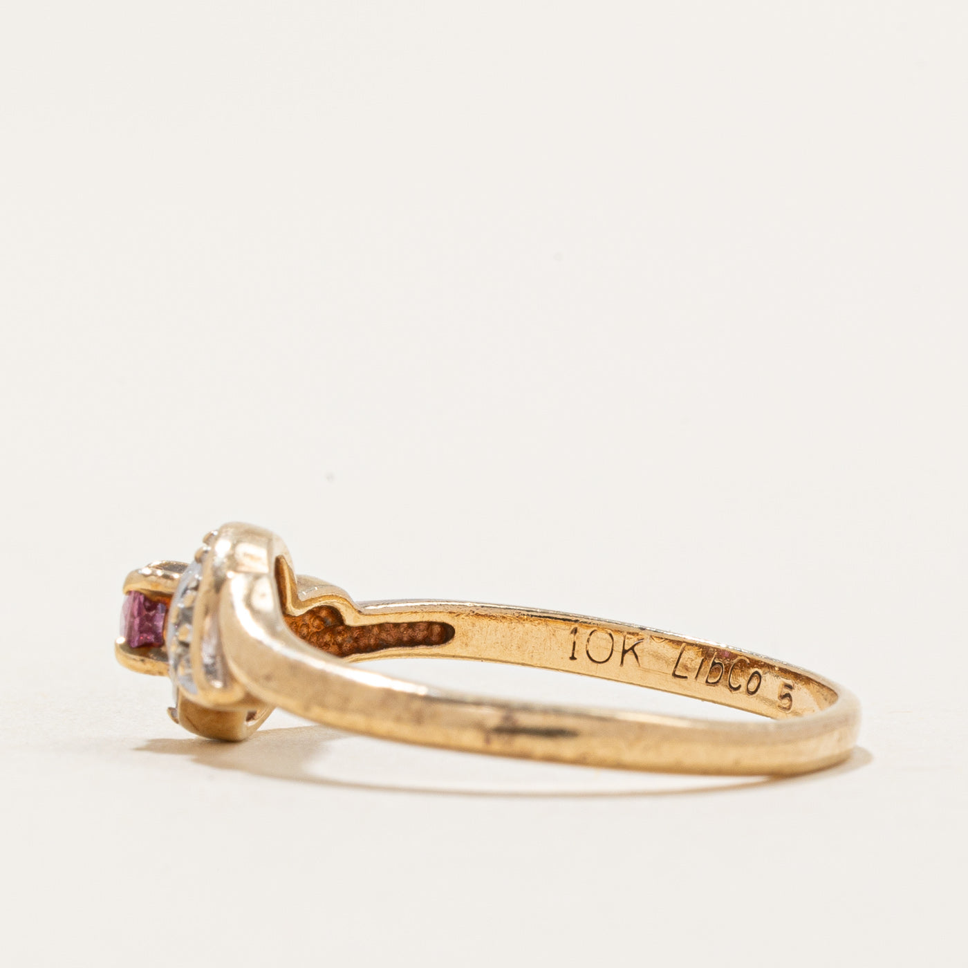 Ruby & Diamond Bypass Ring | 0.08ct, 0.01ctw | SZ 6