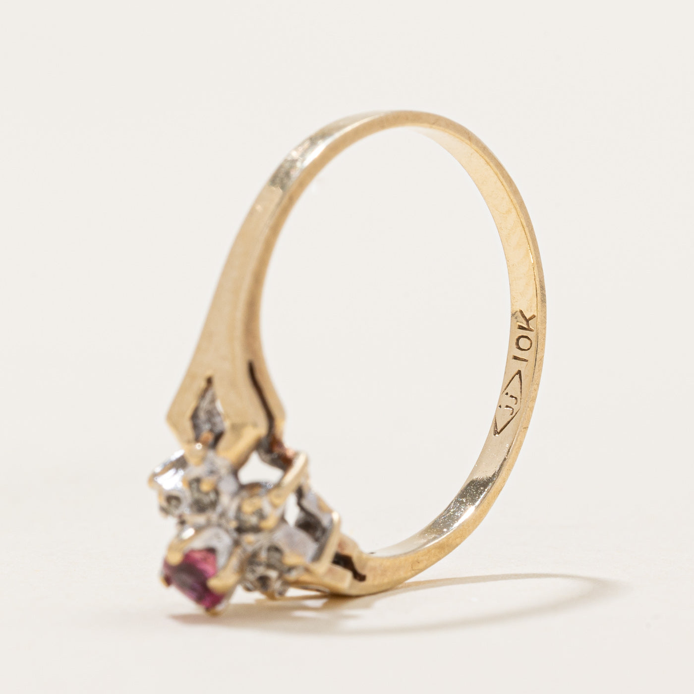 Ruby & Diamond Petal Ring | 0.08ct, 0.04ctw | SZ 6.5