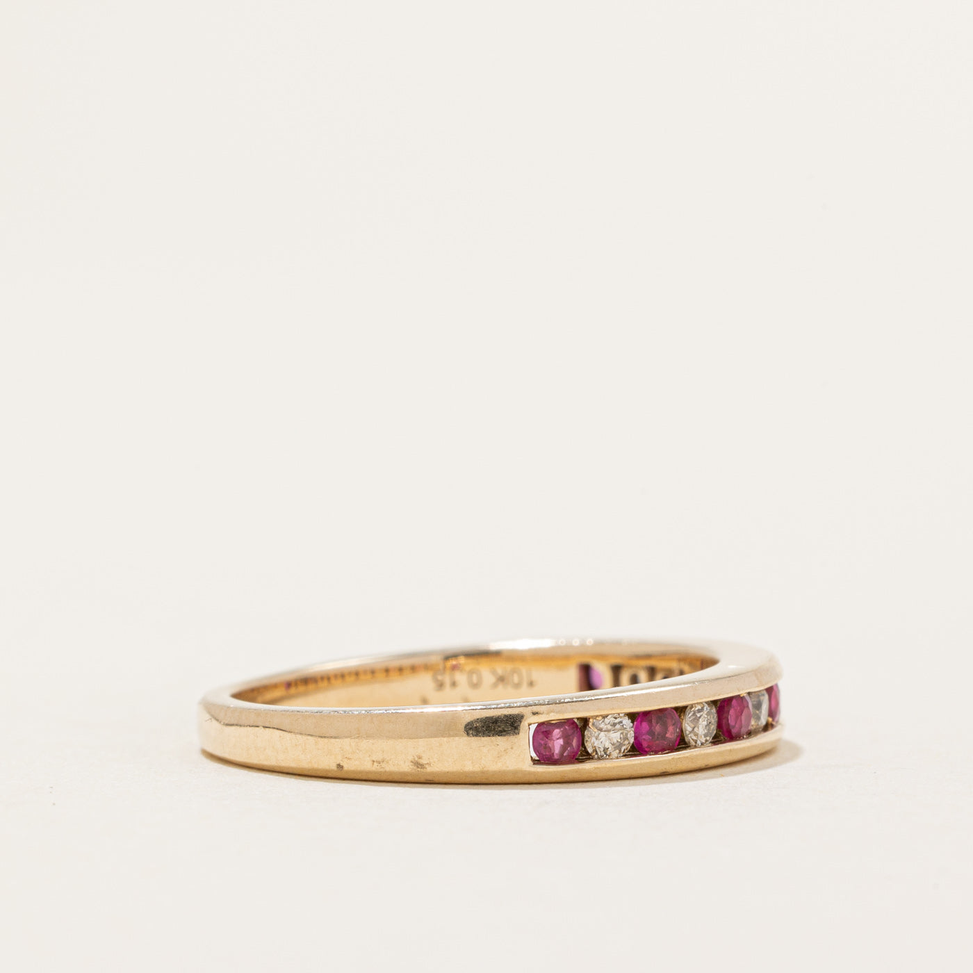Semi Eternity Ruby & Diamond Band | 0.14ctw, 0.13ctw | SZ 7.5