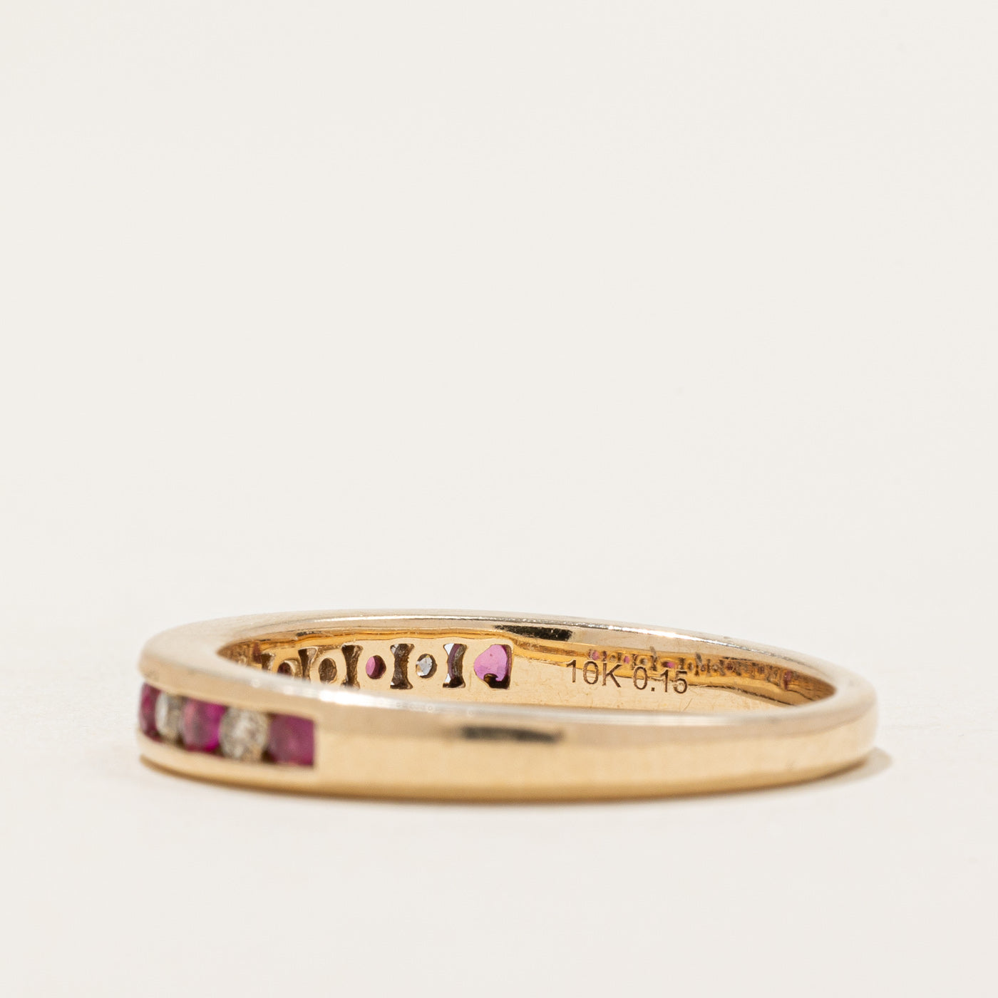 Semi Eternity Ruby & Diamond Band | 0.14ctw, 0.13ctw | SZ 7.5