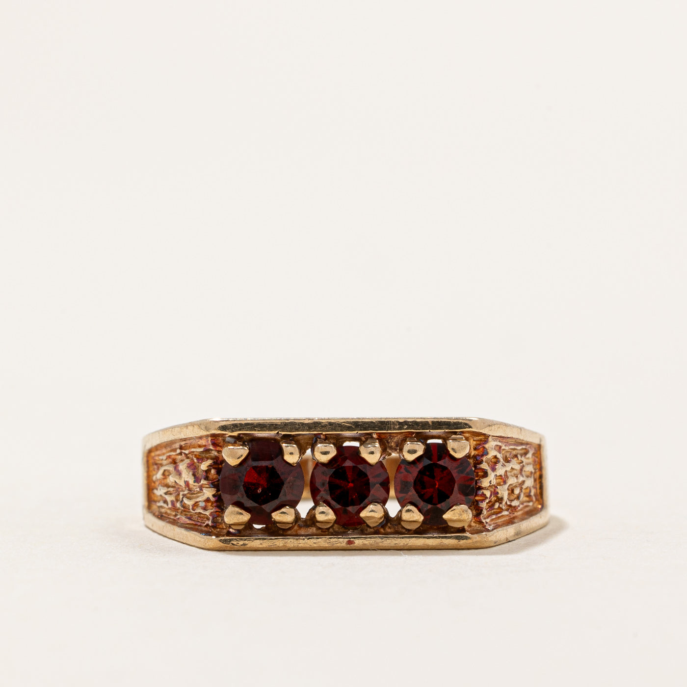 Bague trois pierres en grenat | 0,75 ct | Taille 6