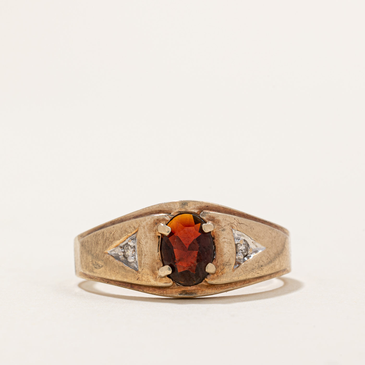 Garnet & Diamond Ring | 0.60, 0.01ctw | SZ 9.25
