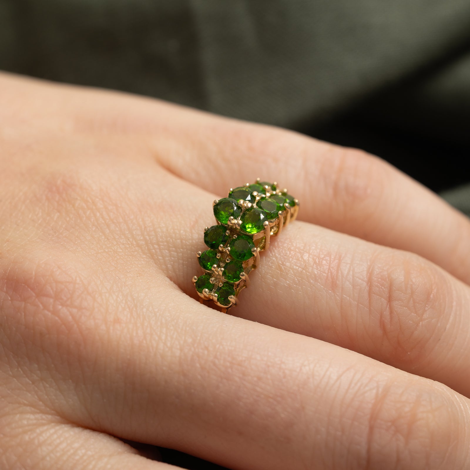 Double Row Chrome Diopside Ring | 1.33ctw | SZ 8