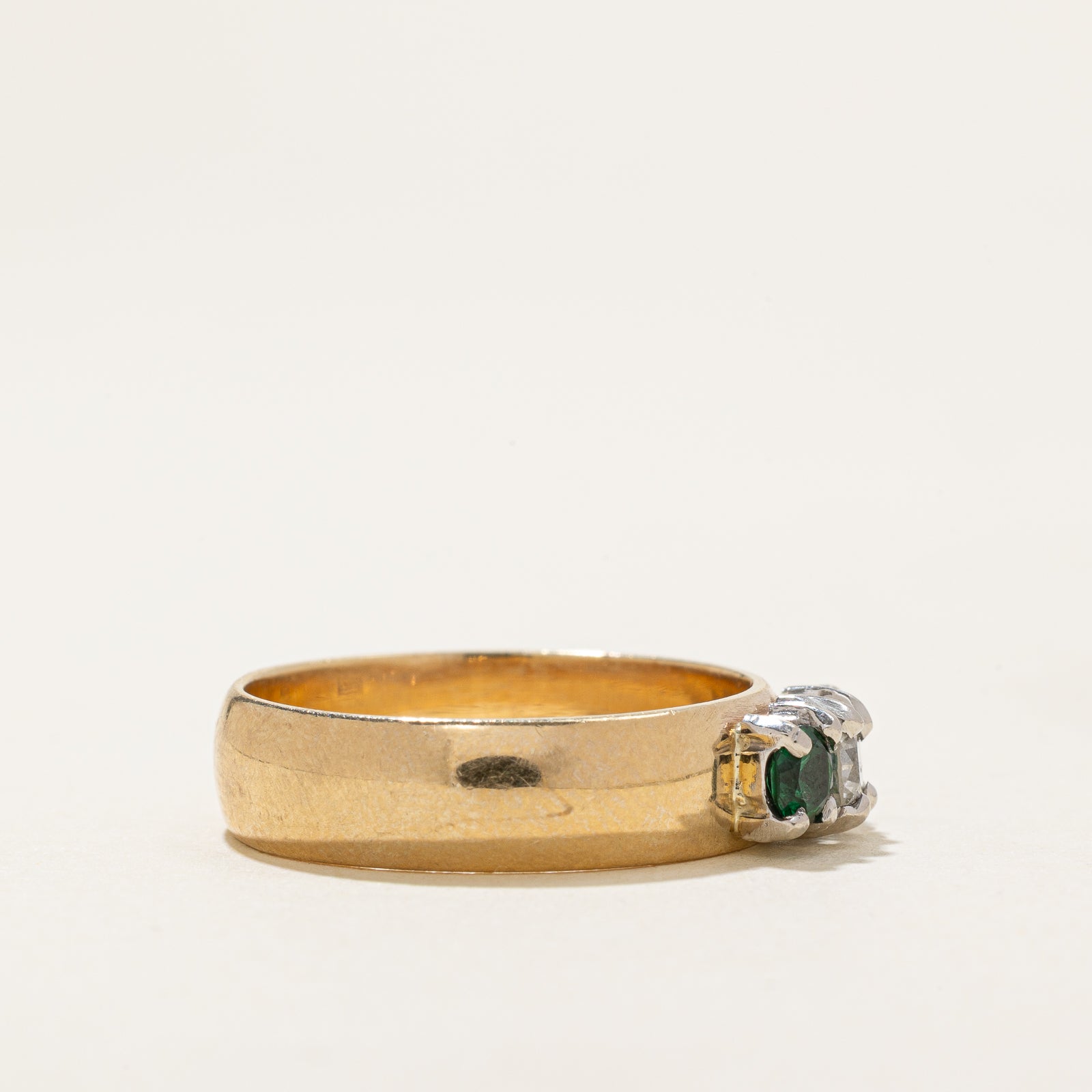 Three Stone Synthetic Spinel & Diamond Ring | 0.24ctw, 0.30ct | SZ 7.75