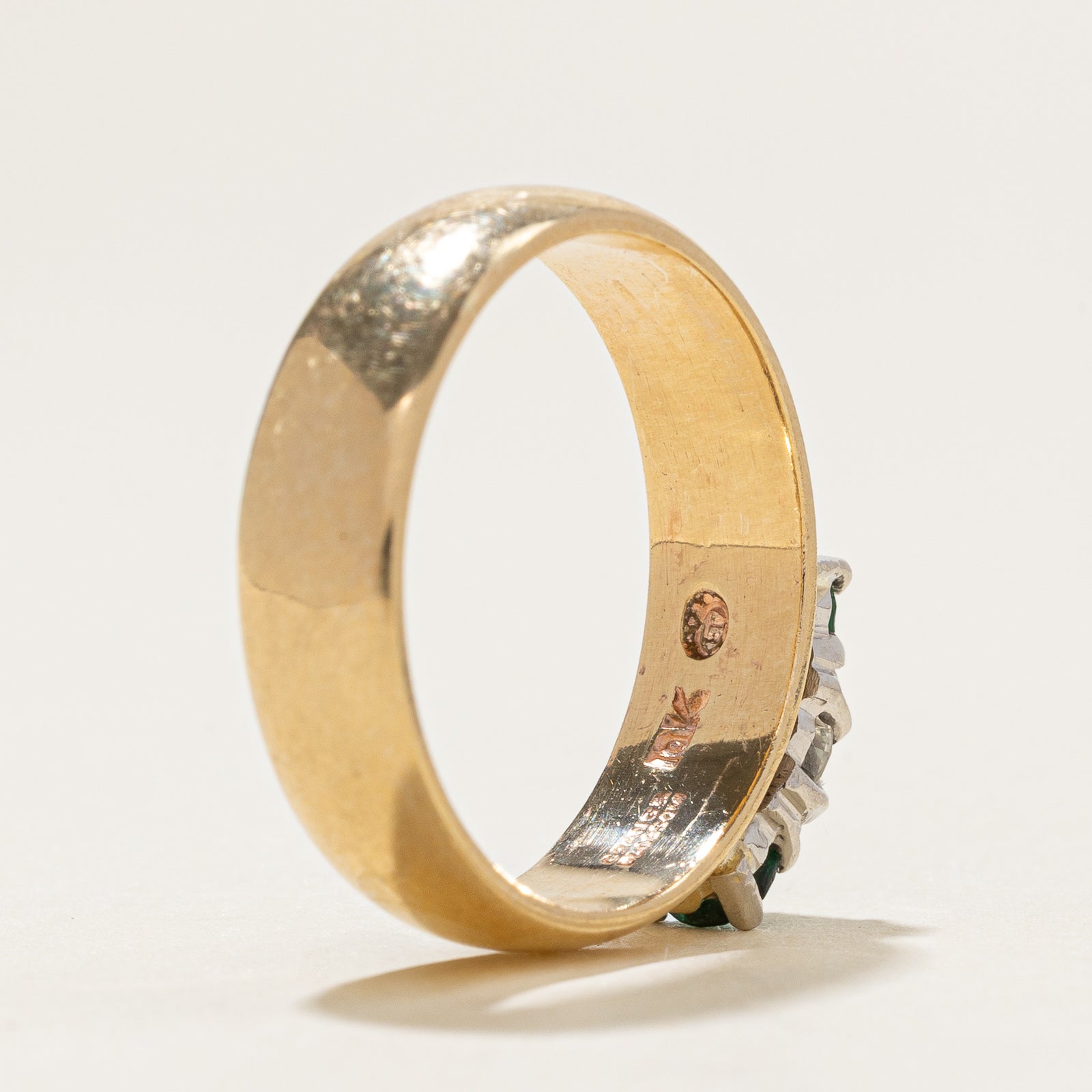 Three Stone Synthetic Spinel & Diamond Ring | 0.24ctw, 0.30ct | SZ 7.75