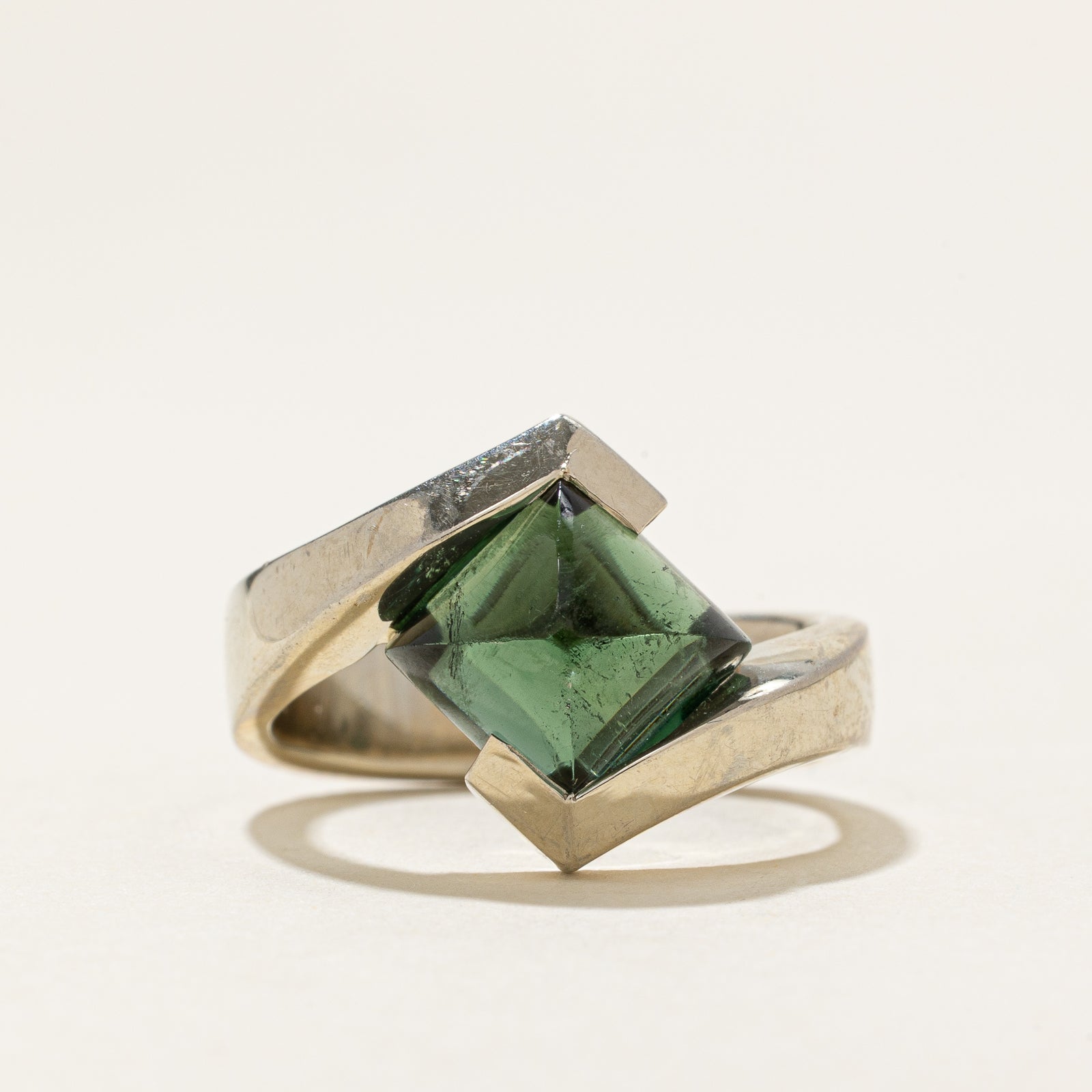 Sugar Loaf Cut Emerald Bypass Ring | 3.00ct | SZ 6.5