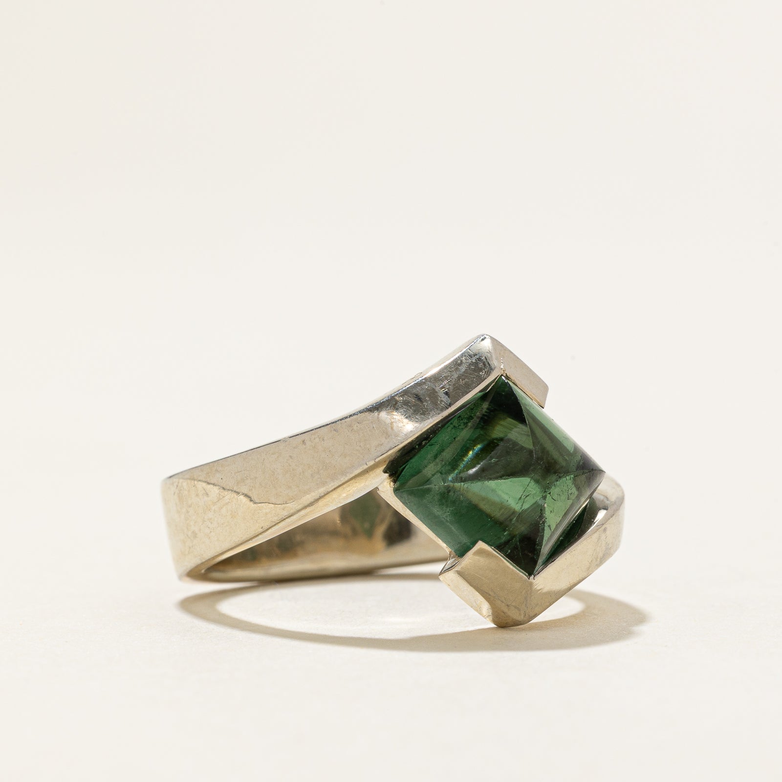 Sugar Loaf Cut Emerald Bypass Ring | 3.00ct | SZ 6.5