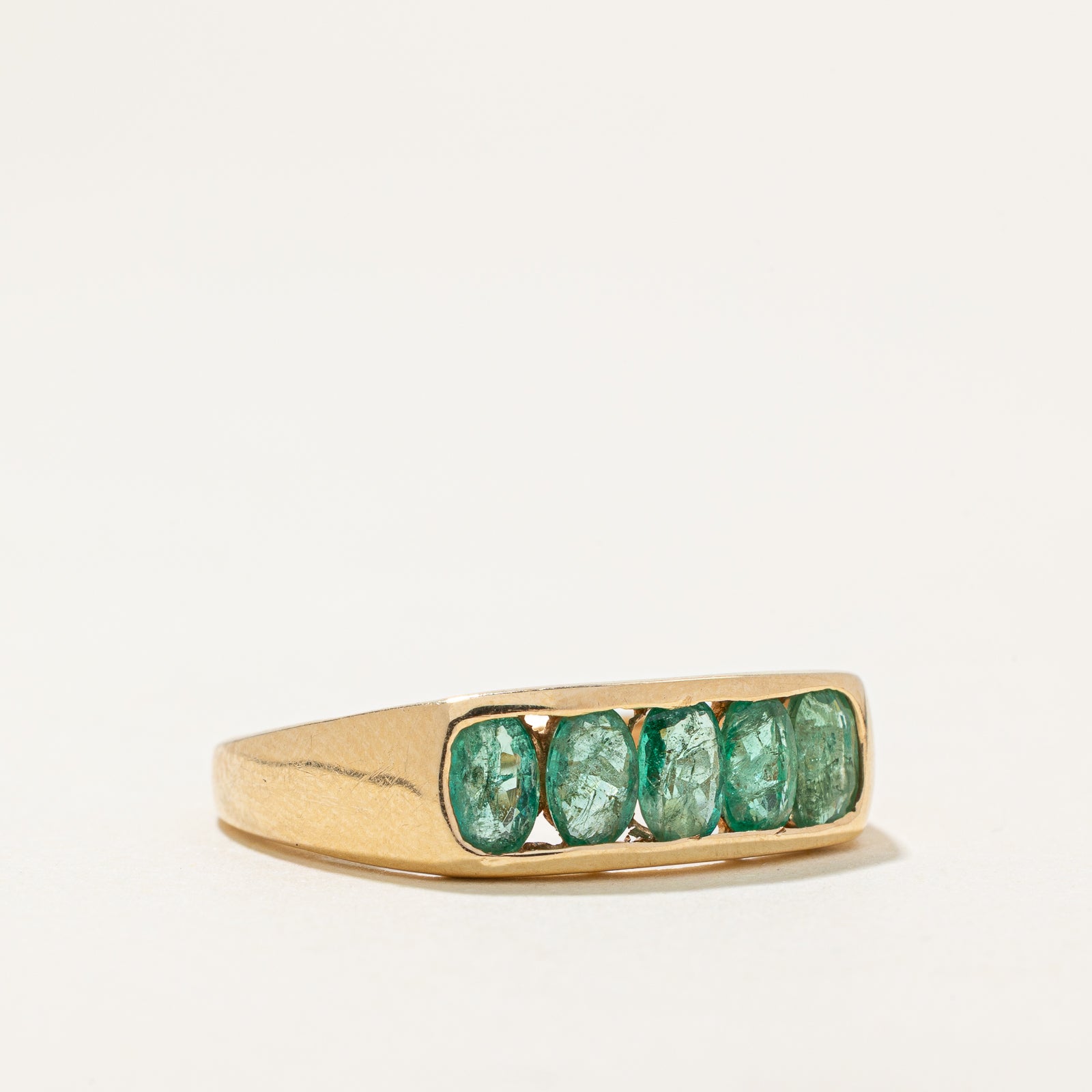 Five Stone Channel Set Emerald Ring | 0.75ctw | SZ 7.25