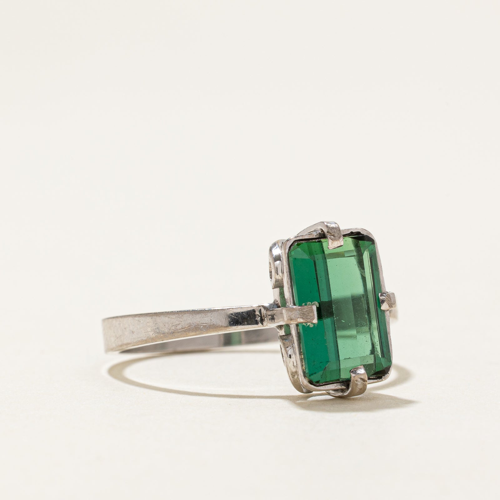 Emerald Cut Green Tourmaline Ring | 1.50ct | SZ 7.75