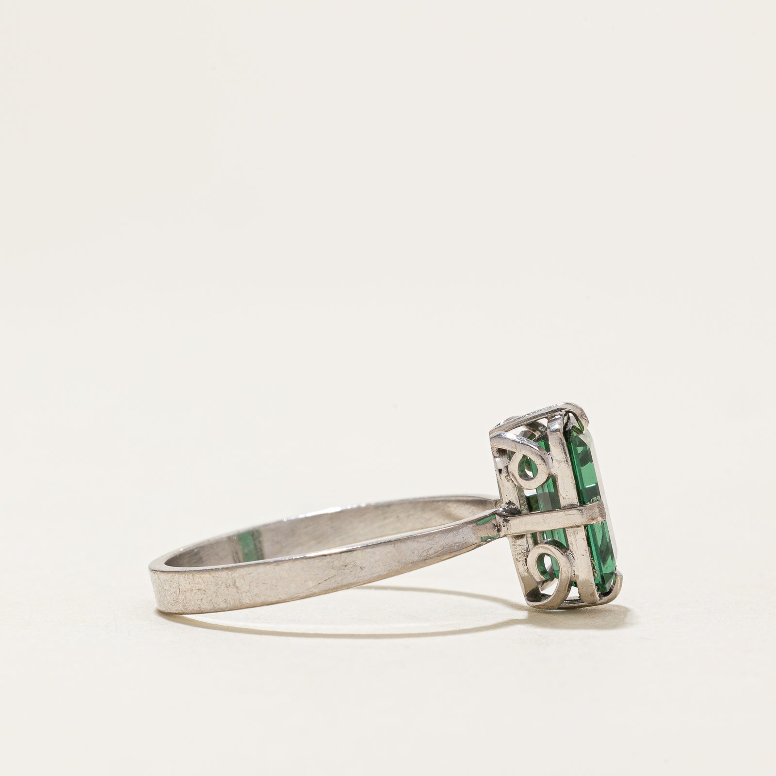 Emerald Cut Green Tourmaline Ring | 1.50ct | SZ 7.75